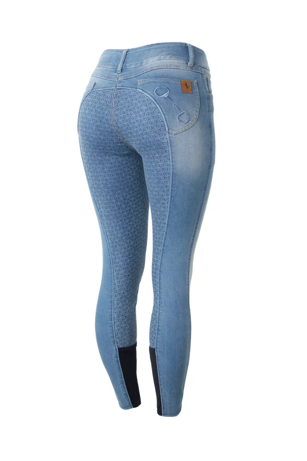 horze Kaia denim-ridebukser, høyt liv og helforsterket med silikon, dame* Helforsterkede Ridebukser