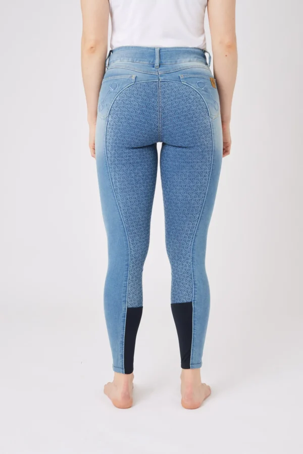 horze Kaia denim-ridebukser, høyt liv og helforsterket med silikon, dame* Helforsterkede Ridebukser