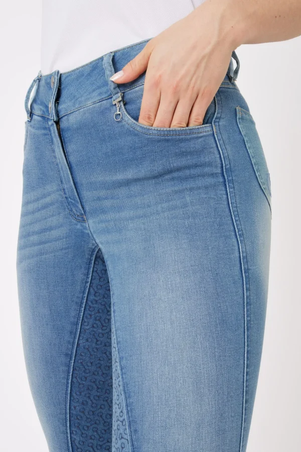 horze Kaia denim-ridebukser, høyt liv og helforsterket med silikon, dame* Helforsterkede Ridebukser
