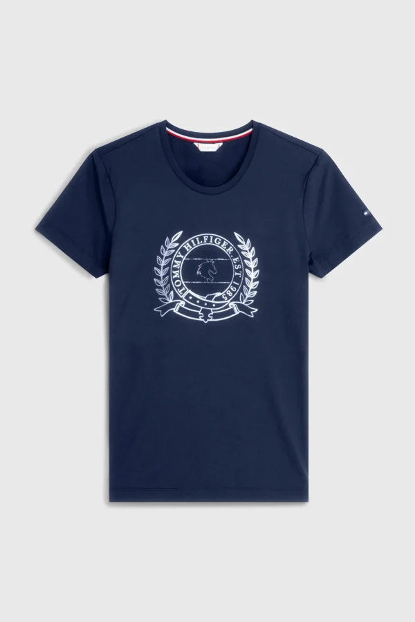 tommyhilfigerequestrian Tommy Hilfiger Equestrian Crest Rhinestone Performance t-skjorte til dame* Skjorter Og Topper
