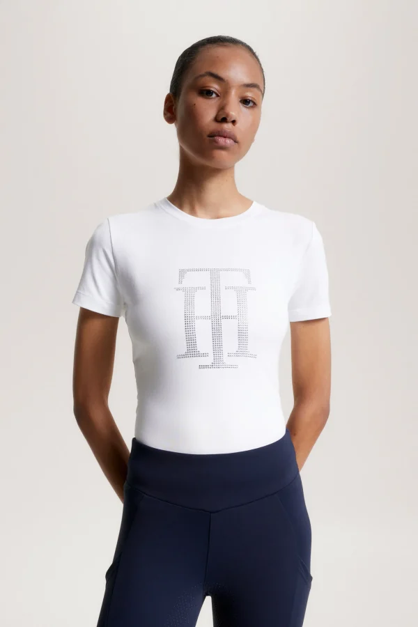 tommyhilfigerequestrian Tommy Hilfiger Equestrian TH Rhinestone skjorte for kvinner* Skjorter Og Topper