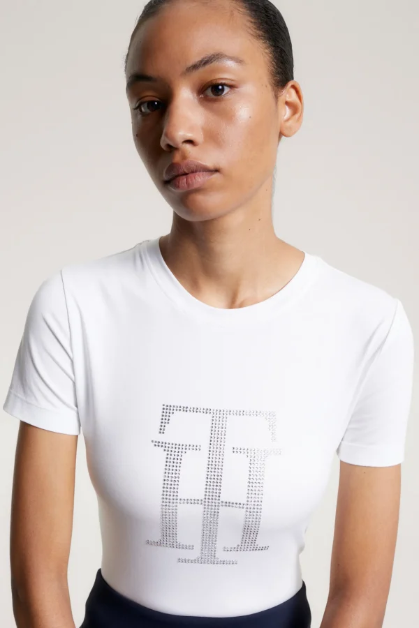 tommyhilfigerequestrian Tommy Hilfiger Equestrian TH Rhinestone skjorte for kvinner* Skjorter Og Topper